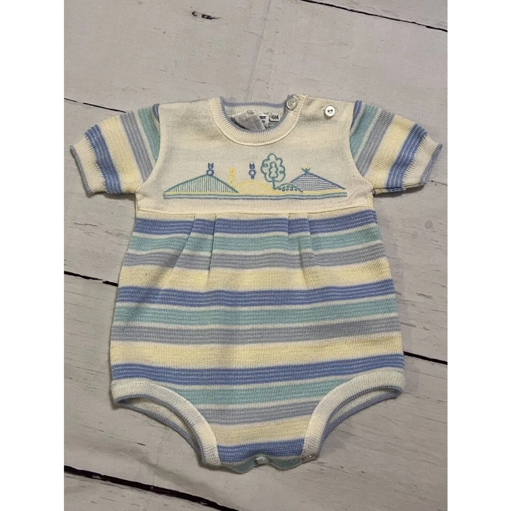 Vintage Friemanit Infant Baby One Piece Outfit Acrylic 6 Months